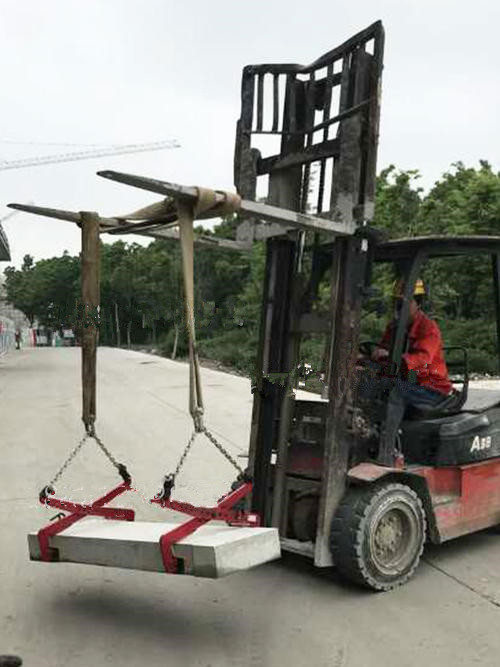 液壓堆高車與石材夾具使用作業現場--河北東圣吊索具制造有限公司