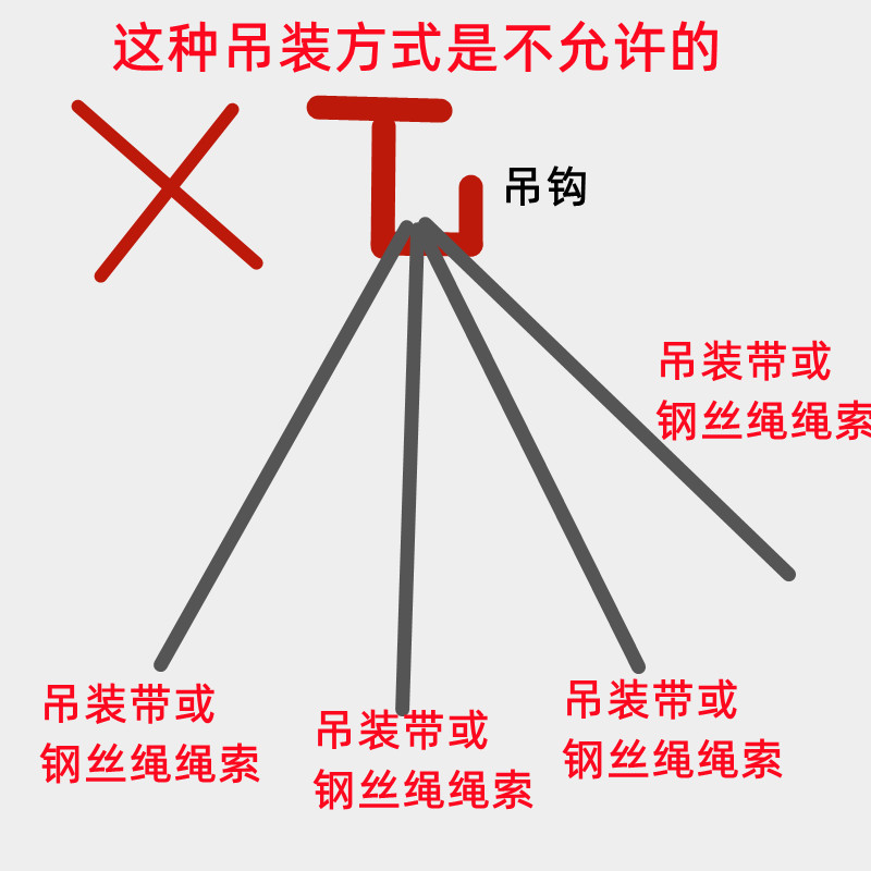 四個(gè)繩索掛在一個(gè)吊鉤上演示圖